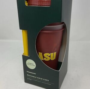 Starbucks ASU Themed Cold Cup Set with Yellow Straw